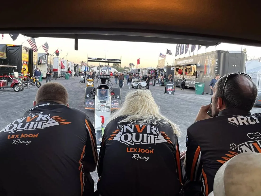 The NVR QUIT crew watching from behind the car